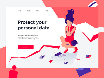 Data protection character design data girl information phone protection technology