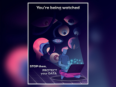 Data Privacy Poster data eye eyeball glow information laptop poster privacy protect security space watch