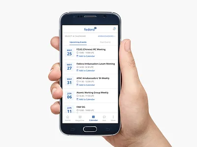 Fedora App Calendar calendar dates design fedora gsoc interaction mobile tabs ui ux