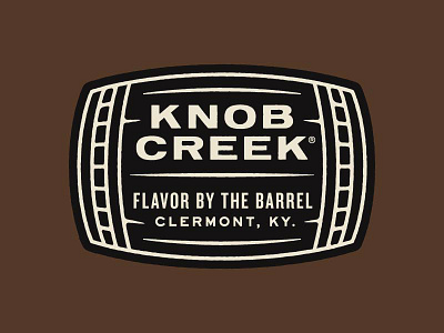 Flavor by the Barrel badge barrel branding knob creek logo patch typography whiskey