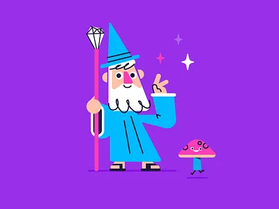 Wizardy WizWiz character fantasy illustration magic mascot mushroom patswerk vector wizard
