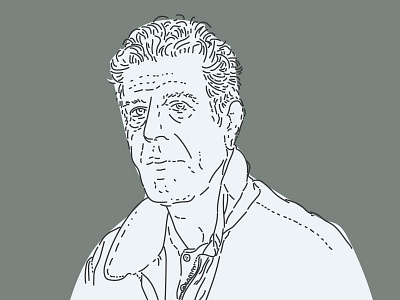 Rest In Power Mr. Bourdain bourdain face food illustration man mono portrait