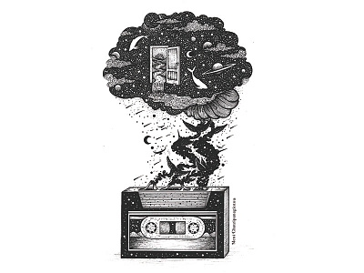 Music gives a soul to the universe art black and white design graphic desgin handmade illustration landscape logo mountains pen art scenery