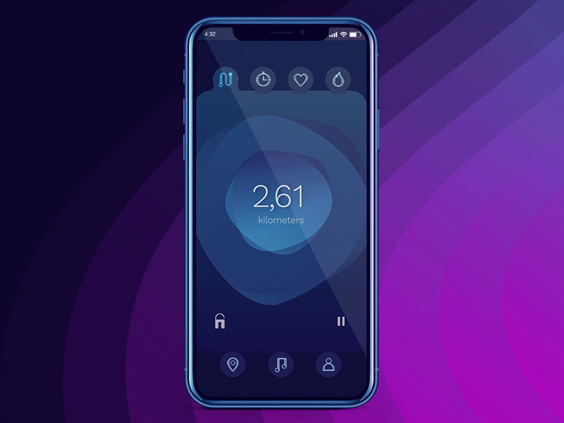 MiRun - Running App interaction adobexd app beat blue heartbeat interaction pink running ui ux