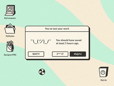 The program quit expectedly designer error icon illustration life mac os retro save vintage window windows