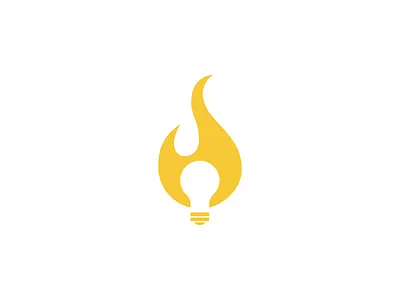 Fire + Lightbulb Logo brand branding combination fire flame graphic design idea illuminate illustration light lightbulb logo logo design marketing modern silhouette spark yellow