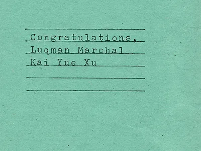 Congrats Luqman and Kai Yue! invitation invite print vintage winners