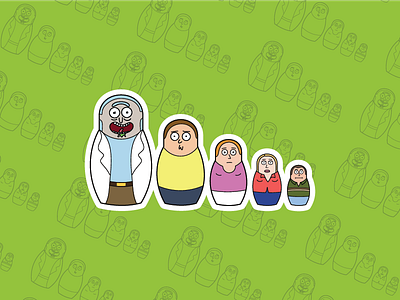 Rick & Morty X Russian Dolls cartoon illustration mashup morty rick rick and morty rick sanchez russian doll smash stickers tv vector