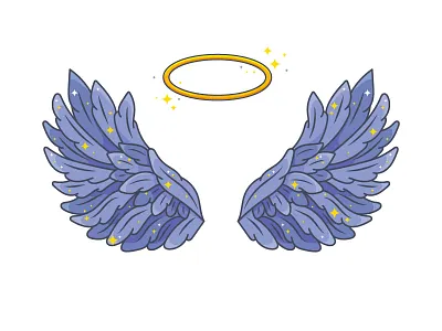 Angel wings angel flat halo line nimbus saint vector wings