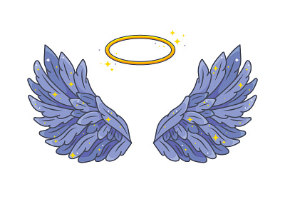 Angel wings angel flat halo line nimbus saint vector wings