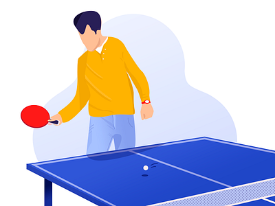 Playing ping pong illustration man paddle ping pong table tennis vector