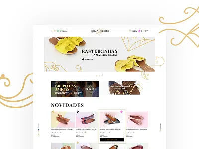 Luiza Ribeiro Flats Shoes black design ecommerce flats gold shoes site web