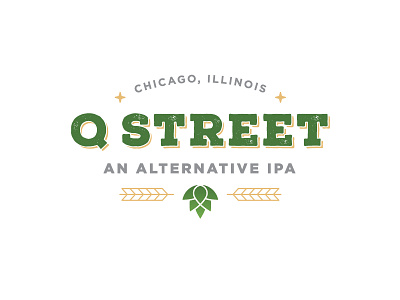 Q Street Beer - Concept Logo #3 beer brew chicago clean green hops ipa logo mark q star wheat