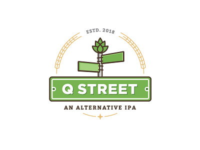 Q Street Beer - Concept Logo #2 beer brew chicago hop ipa logo mark q sign star street wheat