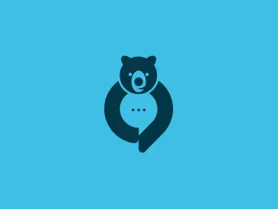Beartext animal bear blue globe logo message text