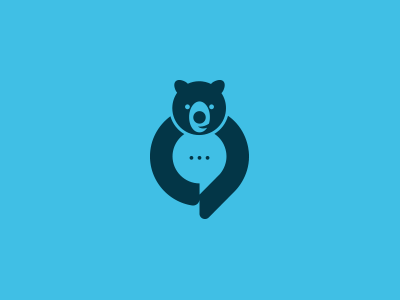 Beartext animal bear blue globe logo message text