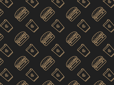 Burger & Coffee Pattern burger coffee gold icon outline pattern