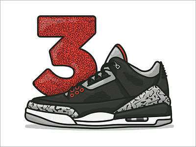 Air Jordan 3 Illustration 3 air black halftone jordan nike red shoes sneakers texture white