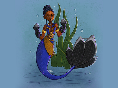 Princess Shuri Superhero Mermaid alien black panther illustration mermaid mermay princess procreate shuri