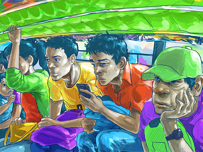 jeepney ride on an afternoon digital drawings illustration