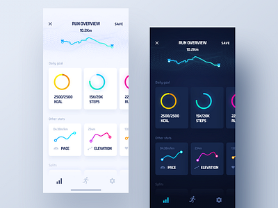 Data Visualization Concept app chart dark data fitness graph light run statistics stats ui