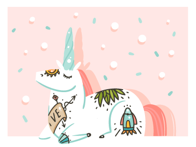 Tattooed Unicorn abstract art astronaut cartoon cosmos girl illustration kids space tattoo unicorn
