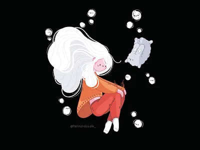 Wonder flying 2d art character characterdesign cute girl hannahdoodle rabbit vector