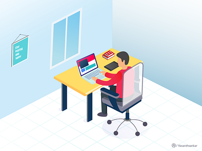 My Workspace- Isometric illustration adobe chair colors designer illustration isometric love mac table wacom wall workspace