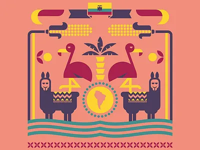 Festival de Yamor ecuador flamingo graphic illo illustration lama vector