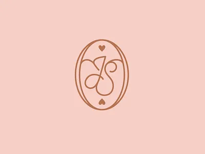 Monogram badge gold hearts lettering lockup monogram monoline script wedding