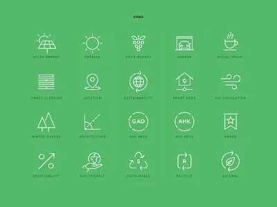Sustainable Home Icons green icon icons line real estate recycle smart sustainable