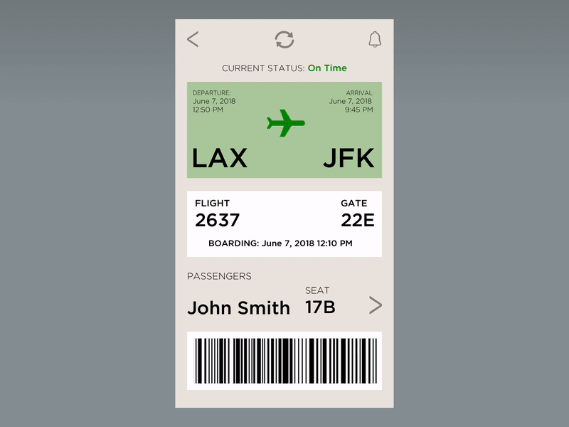 Daily Ui 024 Boarding Pass 024 adobe animation boarding dailyui illustrator loop motion pass principle sketch