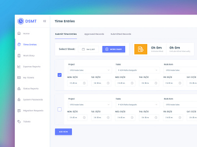 Time Tracking & Billing Application - Timesheet Screen analytics application design dashboard design data infographics statistics ui ui design ux ux design web application design web design illustration