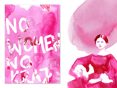 No women no kraj feminism magenta poster watercolor