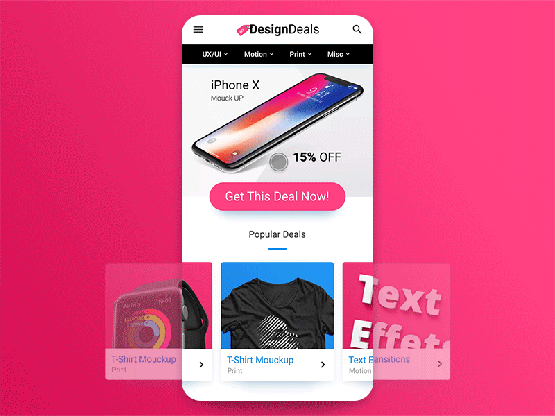 Designs for sale concept - Mobile menu animation interaction landing menu mobile page pink ui ux web webdesign website