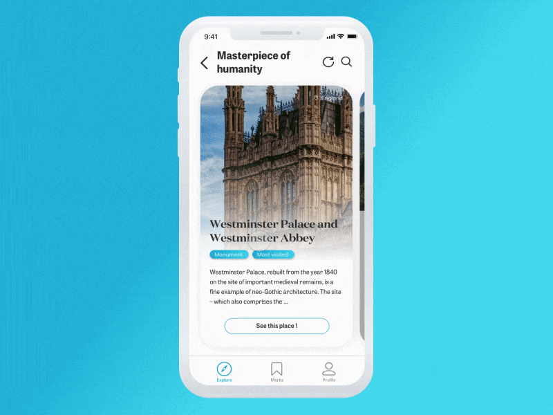 UNESCO Discoveries - Concept App animation app concept gif iphone x travel ui unesco ux