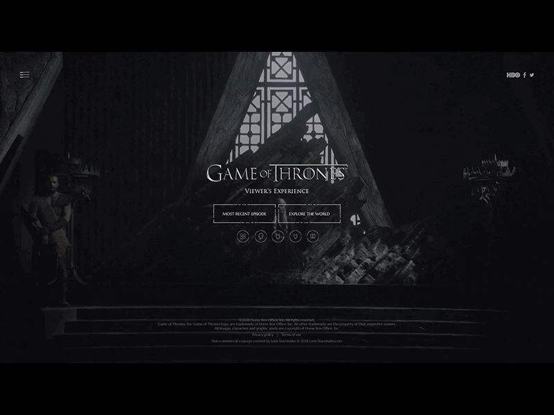 Splash Screen - Game of Thrones Viewer's Guide Experience animation dark experience full screen game of thrones got landing movie series splash tv video