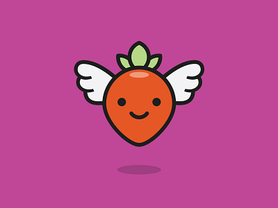 Flying Strawberry branding cute fruit logo design mark wings