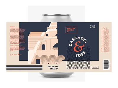 Cascades&Kegs armenia beer brewery can challenge design illustration mockup yerevan