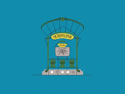 Paris Metro Entry hector guimard illustration metro metropolitain paris