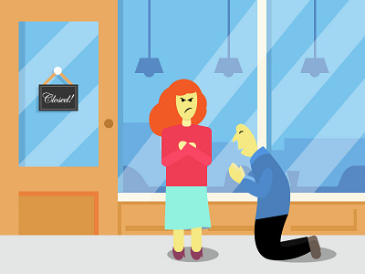 Late angry couple illustration late