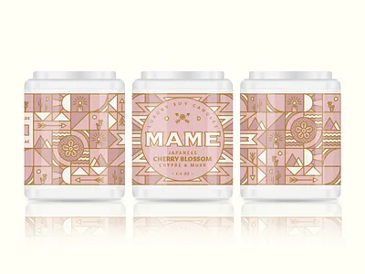 Mame Candle Packaging WIP candle illustration mockup packaging pink southwest