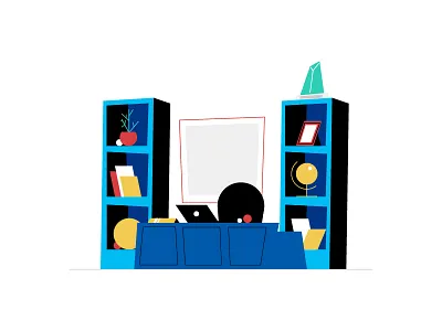 Boss' Office animation design desk graphic illustration office work workplace