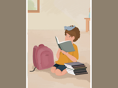 School opening art bird boy brush drawing illustration new books smellig texture
