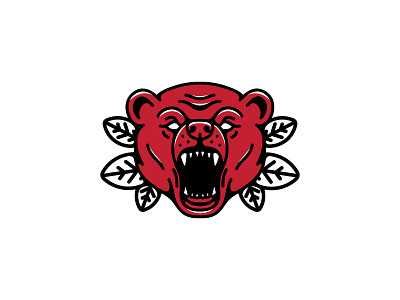 Roaring Bear ai art bear design icon illustration leaves red roar sticker tattoo wild