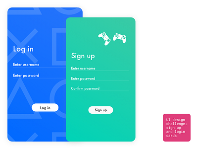 UI Challenge #1 - Sign up and login cards app login mobile psn signup ui