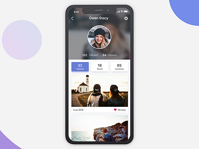 Photo Sharing App app ui ios iphone x photo app photo sharing sketch app ui ux