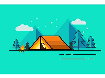 Summer camp art design illustration logo outline ui ux