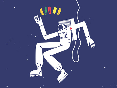 Astronaut & Burger astronaut beef bread burger cheese illustration space tillnoon