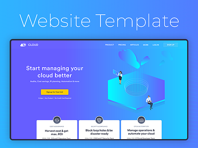 Concept Website Landing Page Template cloud management system website concept website design isometric design landing page ui user interface design ux design website